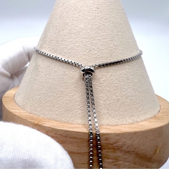 Sale $44 Firm! .925 Sterling Silver Green & Clear Cz Adjustable Bracelet - Picture 8 of 17